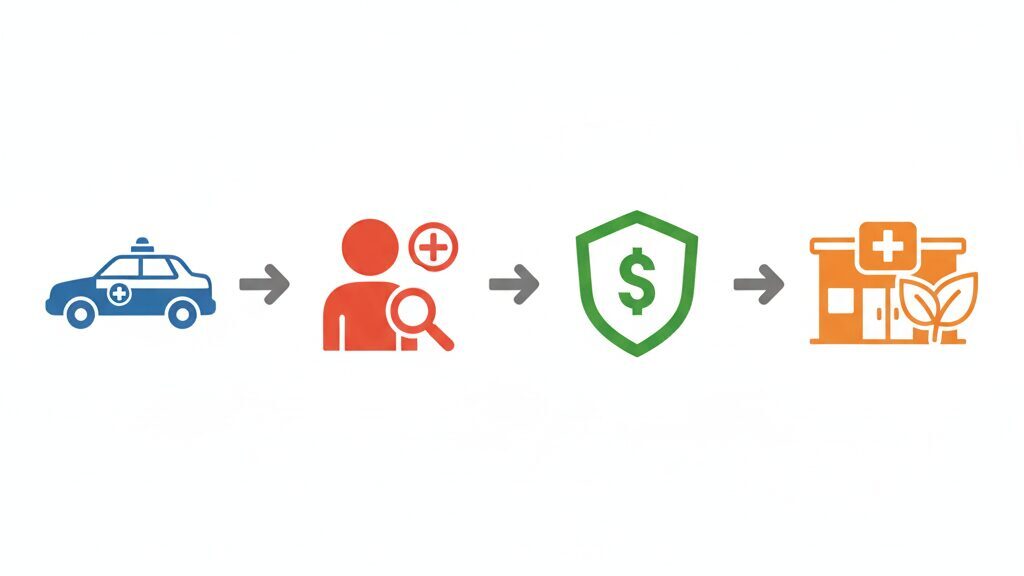 交通事故に遭った際にするべき４ステップの図解